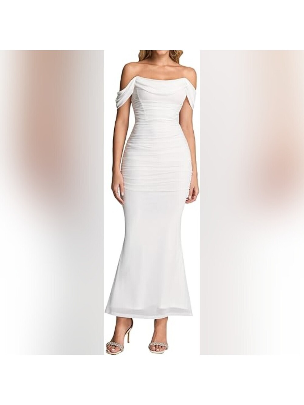 NWOT KUTUMAI Off The Shoulder Maxi Long Corset Ruched Bodycon Dress, XS (0-2)